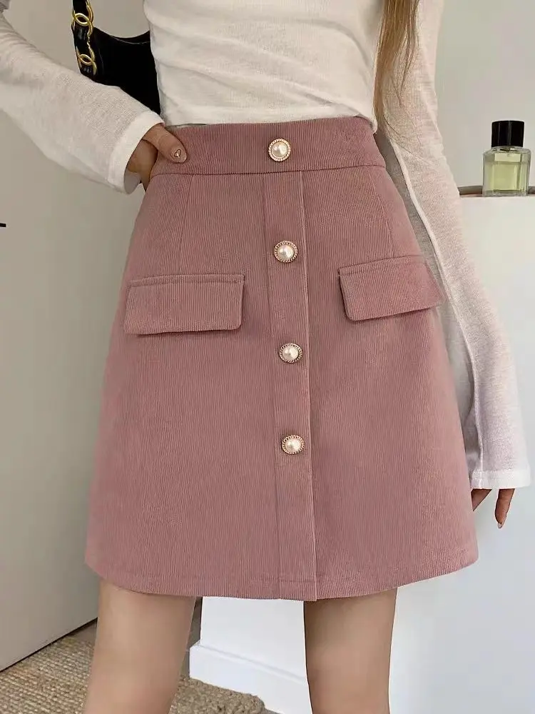 High-waisted Pink Skirt for Women Spring Autumn 2025 New A-line for Fat Mm Covering Belly and Slimming Buttocks Short Skirt 2