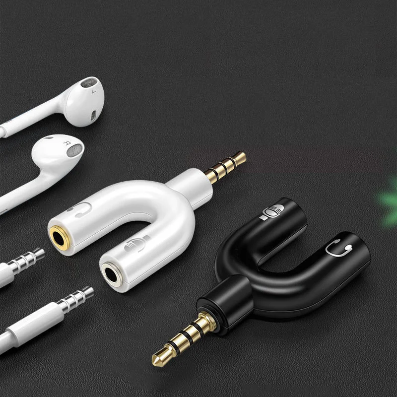U Type Adapter Dual 3.5 MM Headphone Plug Audio Cables Splitter