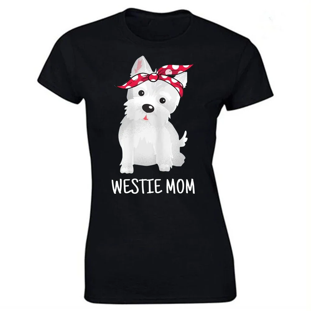 Westie Mom West Highland White Terrier Hund Liebhaber Geschenk T Shirts Baumwolle Grafik Streetwear Kurzarm T-shirt Frauen Kleidung