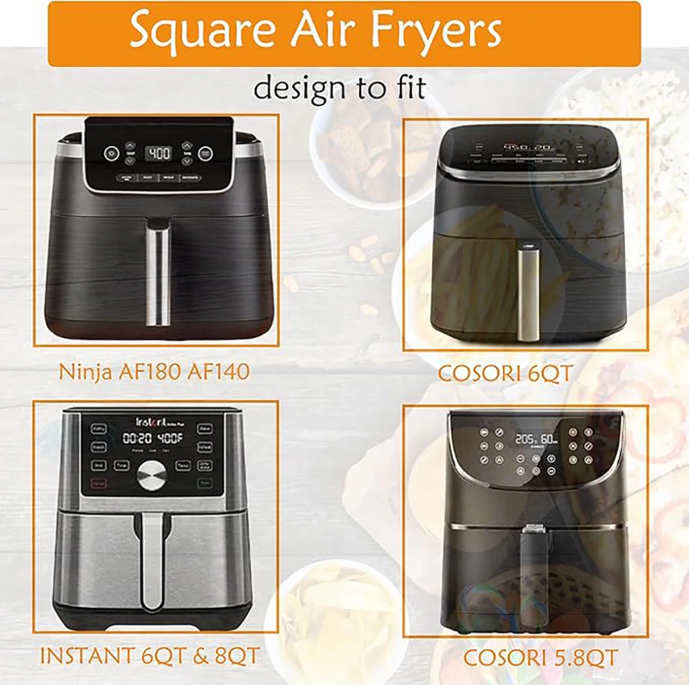 Air Fryer Liners Air Fryer Accessories Air Fryer Silicone Tray 20cm Reusable Square Air Fryer Silicone Liners for Ninja AF180 AF140 Air Fryer for Philips HD9270 Baking Accessories