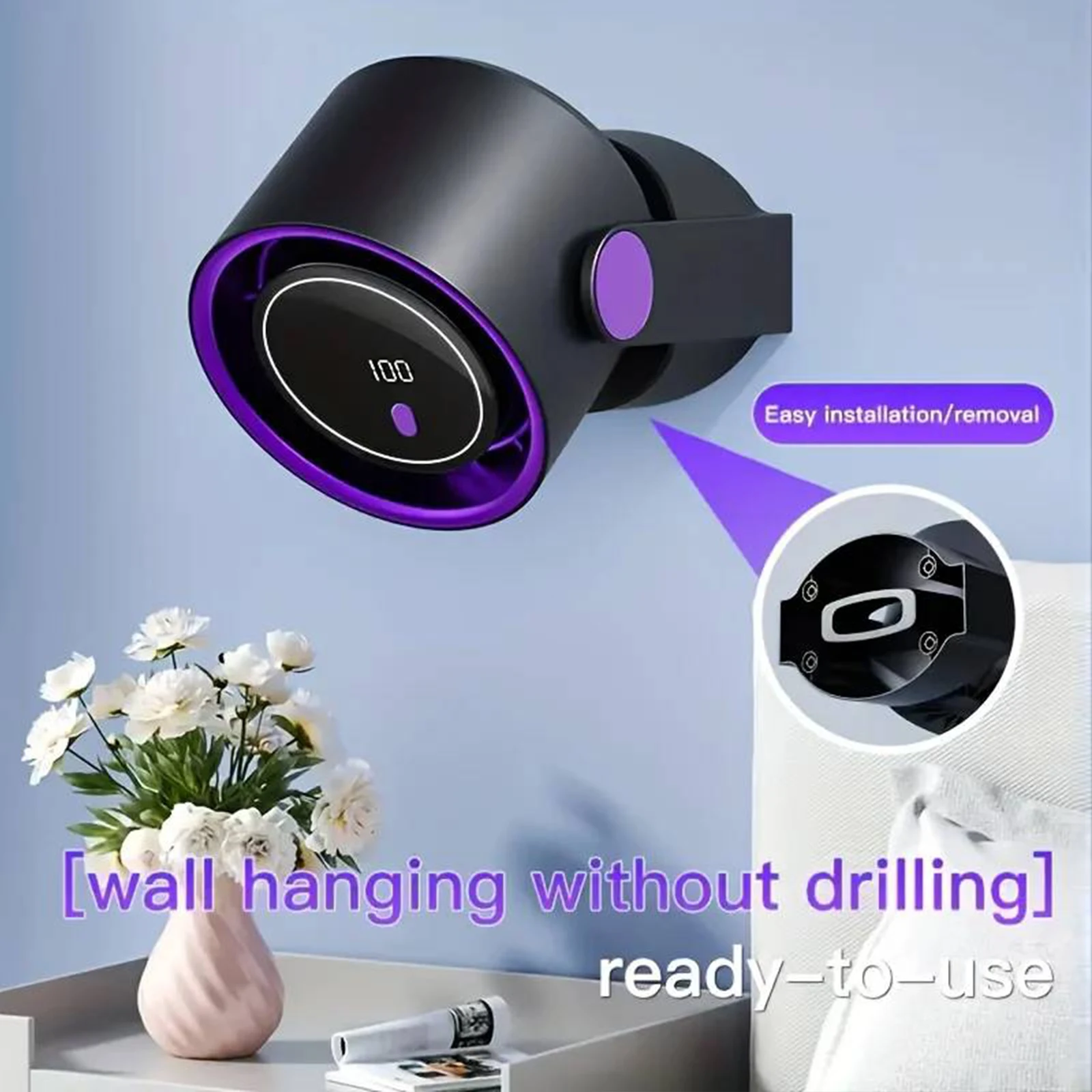Compact 100-Speed Desk Fan with Digital Display and Rechargeable Battery for Bedroom, Office, and Travel