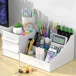 Compact Makeup and Jewelry Organizer with Drawers - Vanity Storage Solution for Cosmetics and Accessories (White - S)