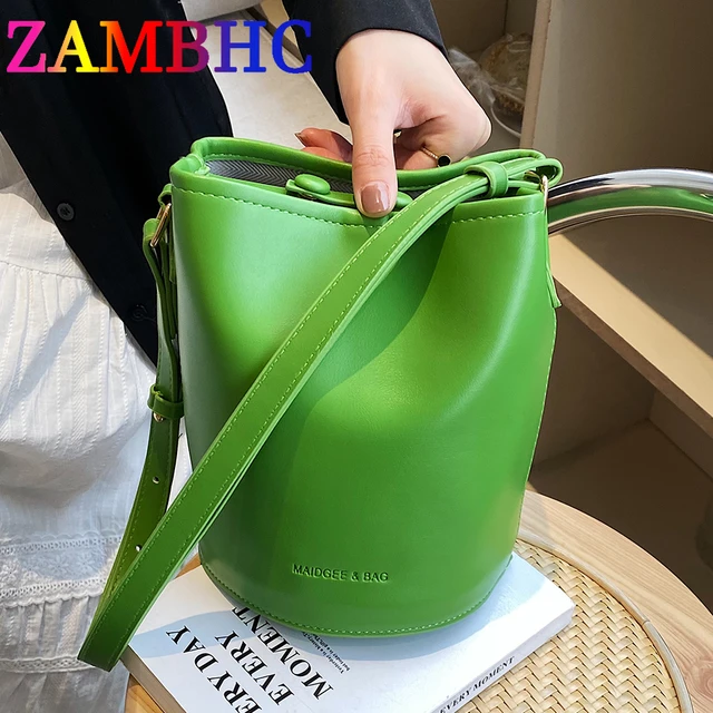 Simple Small Bucket Bags for Women Soft PU Leather Shoulder