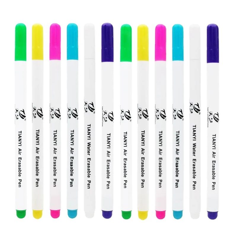 

12pcs Ink Disappearing Fabric Marker Pen DIY Cross Stitch Water Erasable Pen Dressmaking Tailor's Pen for Quilting Sewing Tools