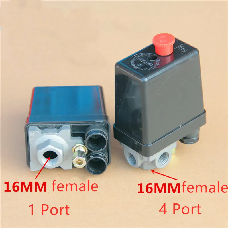 Fase 220v Compressor de ar Interruptor de Pressão Porto Porto Interruptor da Válvula de Controle da Bomba de ar 16 mm Grande Furo Interruptor de Pressão 3