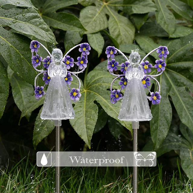 Angel Pile Outdoor Solar Lights for Garden Decoration Eternal Lawn Lamp with 7LED for Cemetery Memorial