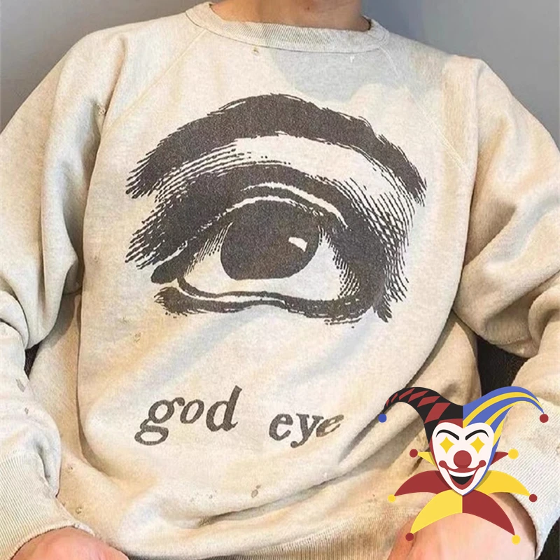 

SAINT MICHAEL GOD RAGLAN SWEAR Sweatshirts Men Women God's Eye Graffiti Hoodie Crewneck