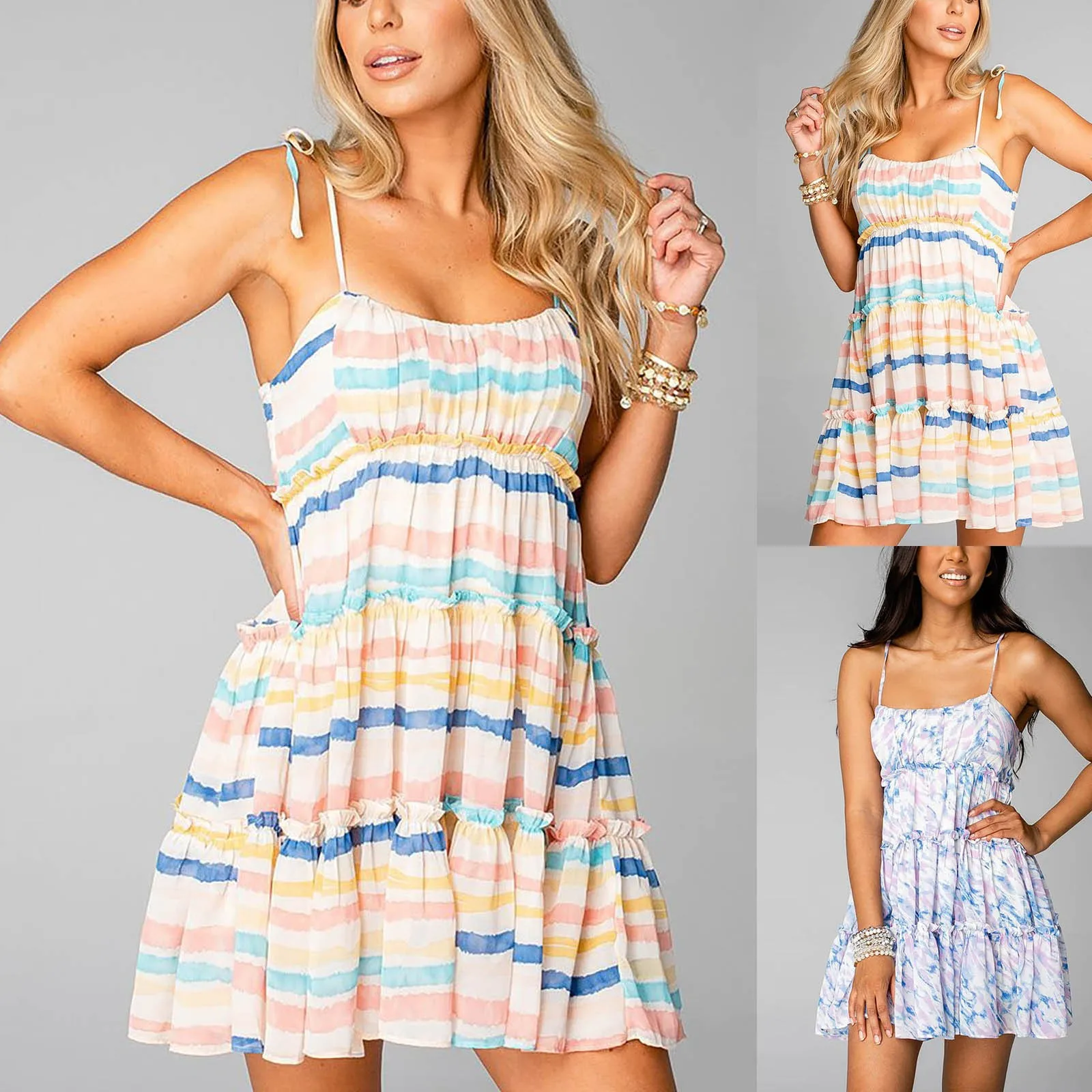 

New Mini Dresses For Women 2023 Fashion Sexy Backless Hanging Neck Suspender Dress Summer Sleeveless Ladies Casual Short Dresses