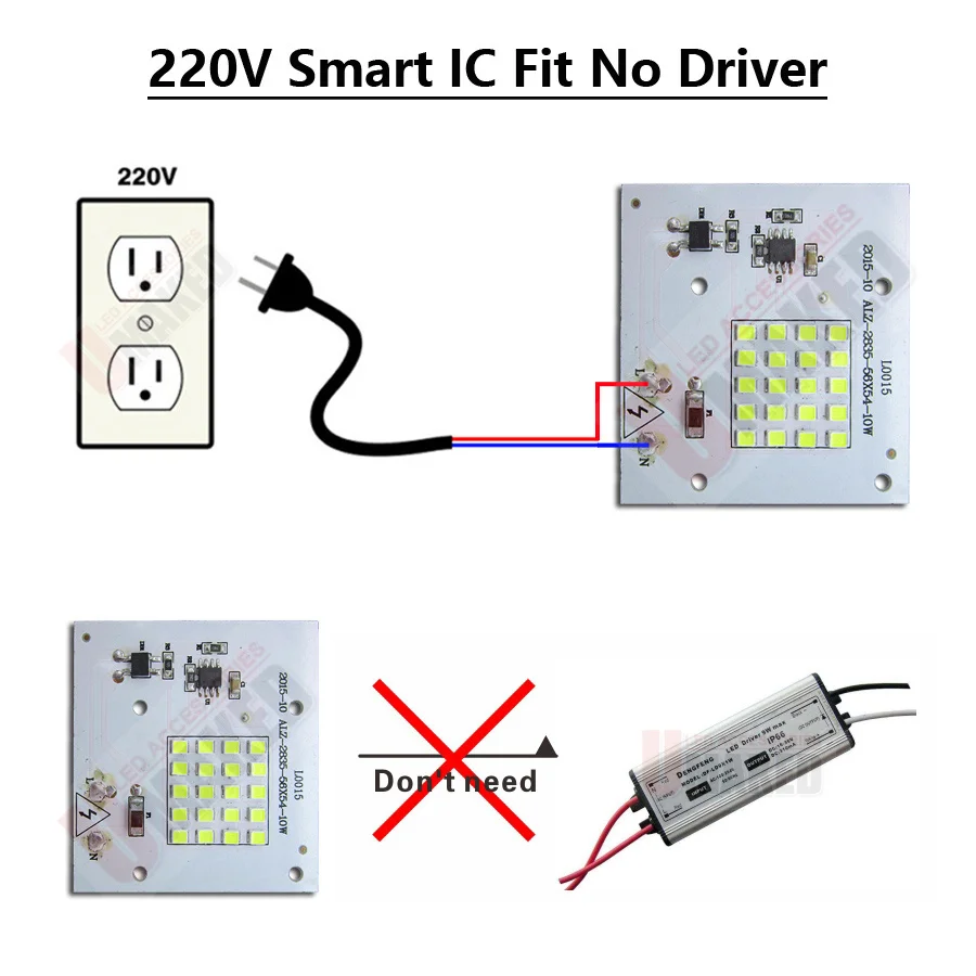 5개 50W 100W 150W AC 220V PCB smd 통합 IC 드라이버, 밝은 LED smd 비드 드라이버리스 pcb diy 야외 투광등 잔디등용