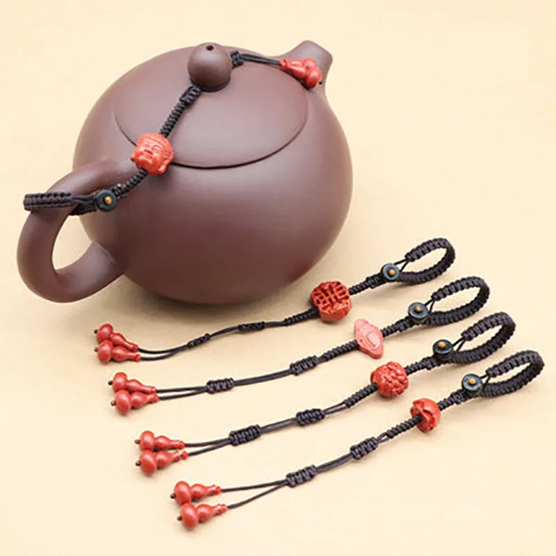 

Hand-woven Teapot Lid Rope Kung Fu Tea Ceremony Ceramic Teapot Cover Rope with woodle beads Ceramic Cup Rope