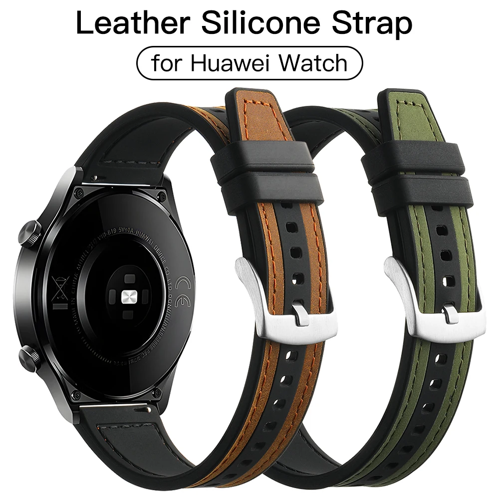 

22mm 20mm Leather Silicone Band for Huawei Watch GT 4 46mm Watch Strap Leather Silicone Wristband Bracelet correa Accessories
