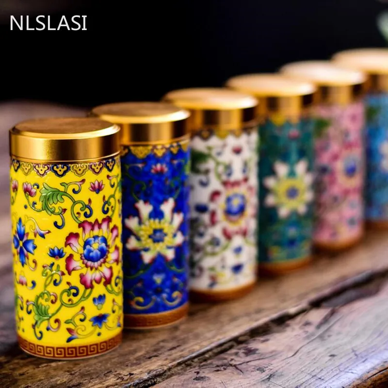 Jingdezhen Handmade Tea Jar Ceramic Tea Cans Travel Sealed Can Spices Powder Ointment Storage Tanks tea tin box tea canister