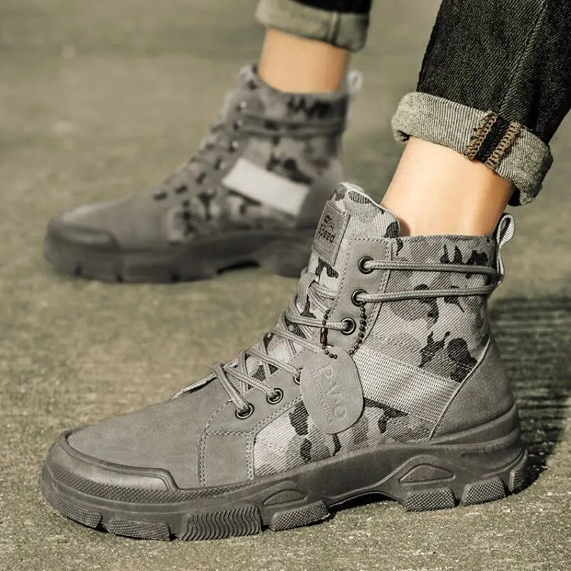 Men's Shoes Camo Martin Boots Men's Autumn/Winter Work Wear Casual Short Boots images - 6