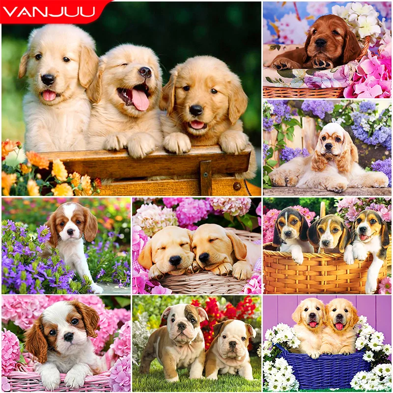 Full Round Diamond Mosaic French Bulldog DIY 3D Diamond Painting Cross Stitch Dog Full Square Diamond Embroidery Color Animal #-10@30x40cm