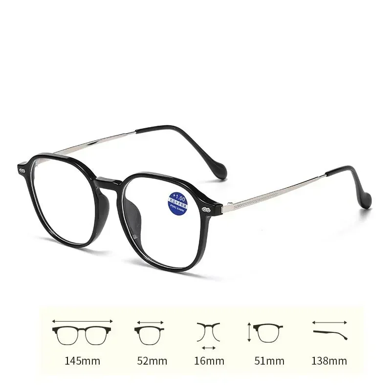 Fashionable Multifocal Reading Glasses for Men Women New Trend Square Presbyopia with Far Sight Unisex Vintage Hyperopia Eyewear 6