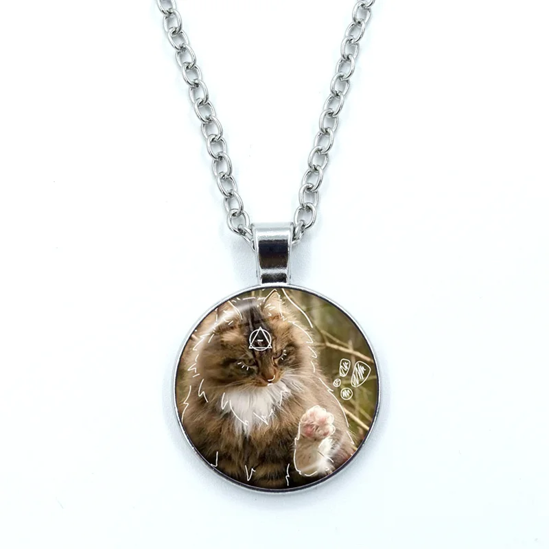 Cartoon Cat Therian Cute Wolf Fox Theta-Delta Glass Dome Cabochon Pendant Fashion Crystal Jewelry 2