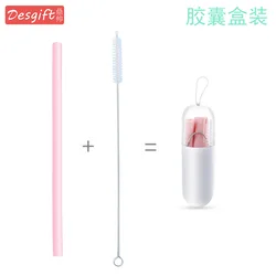 Foldable Reusable 25cm Silicone Drinking Straws - Portable and Flexible (Pink)