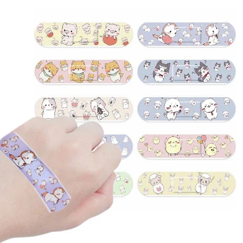 120pcs Kawaii Cartoon Water Resistant Band Aid Breathable Self-adhesive Plaster Bandages Patches Woundplast for Children