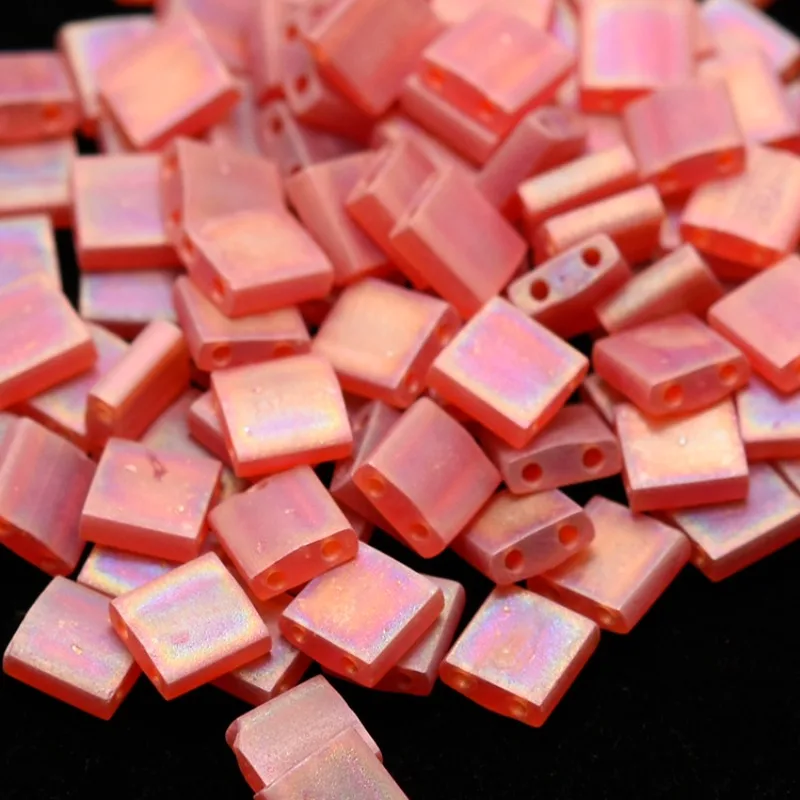 MIYUKI Transparente bunte TILA-Perlen, 2 Löcher, quadratisch, flach, japanische Glasperlen, 5 x 5 x 1,9 mm, für DIY-Schmuckherstellung