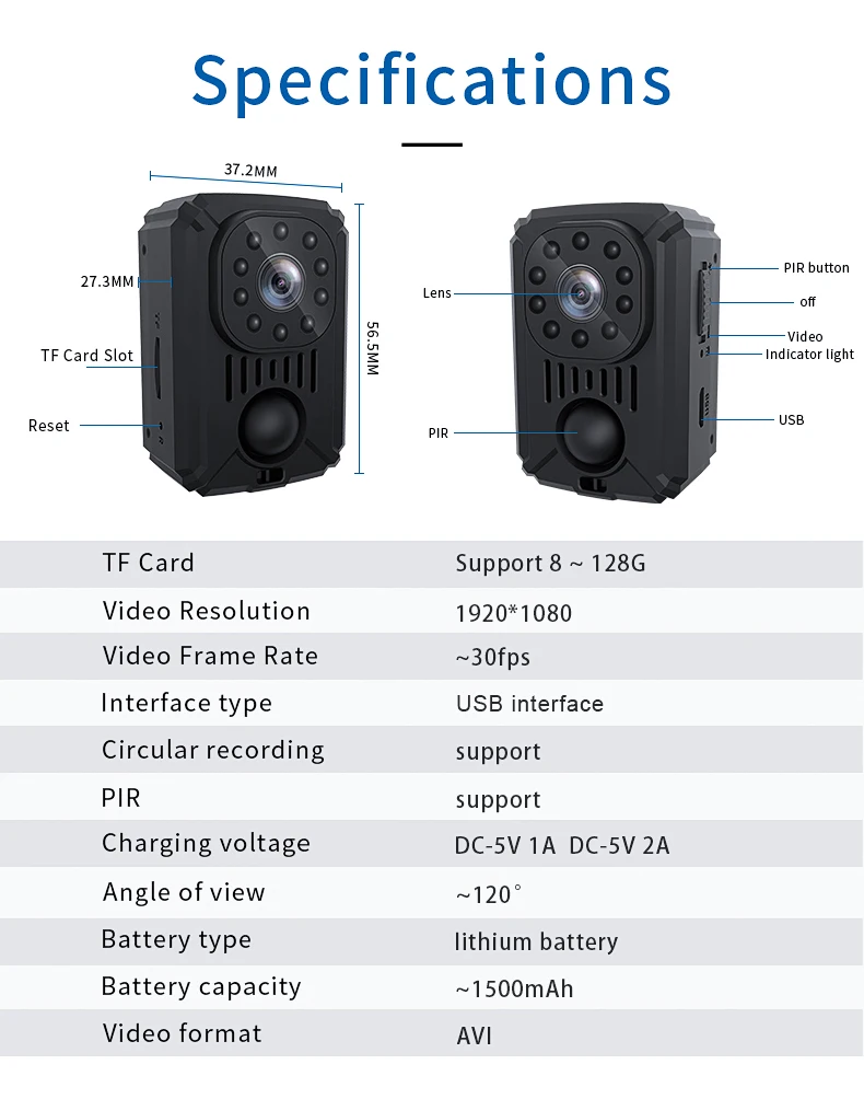 Caméra d'action corporelle de Police Portable 1080P HD CS02 IP67, Mini  caméscope de sport DV étanche WiFi avec Vision nocturne - AliExpress