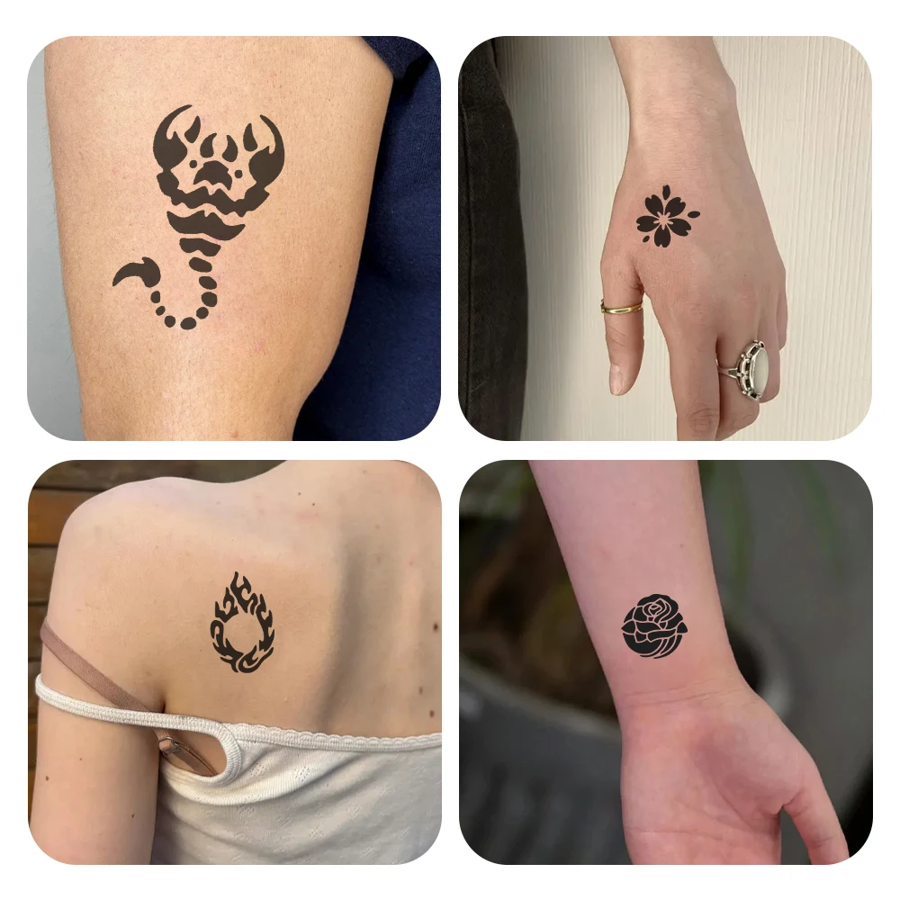 Temporary Tattoos Stencils for Girls and Boys Tattoo Kit Templates Face Paint Stencils Body Art Stencil Stickers Pack - 4