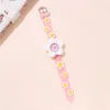 Pink Flowers Dial Cute Girls Watch For Children Soft Strap Wristwatch For Student 4