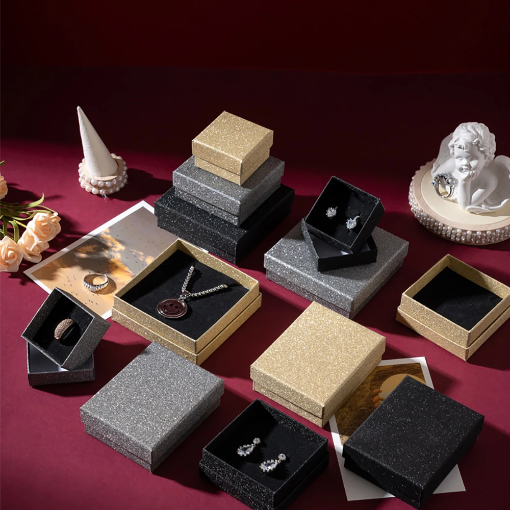 24pcs Bulk Ring Box Earring Package Case Cardboard Paper Necklace Wedding Stud Jewelry Organizer Storage Gift Caja Expositor