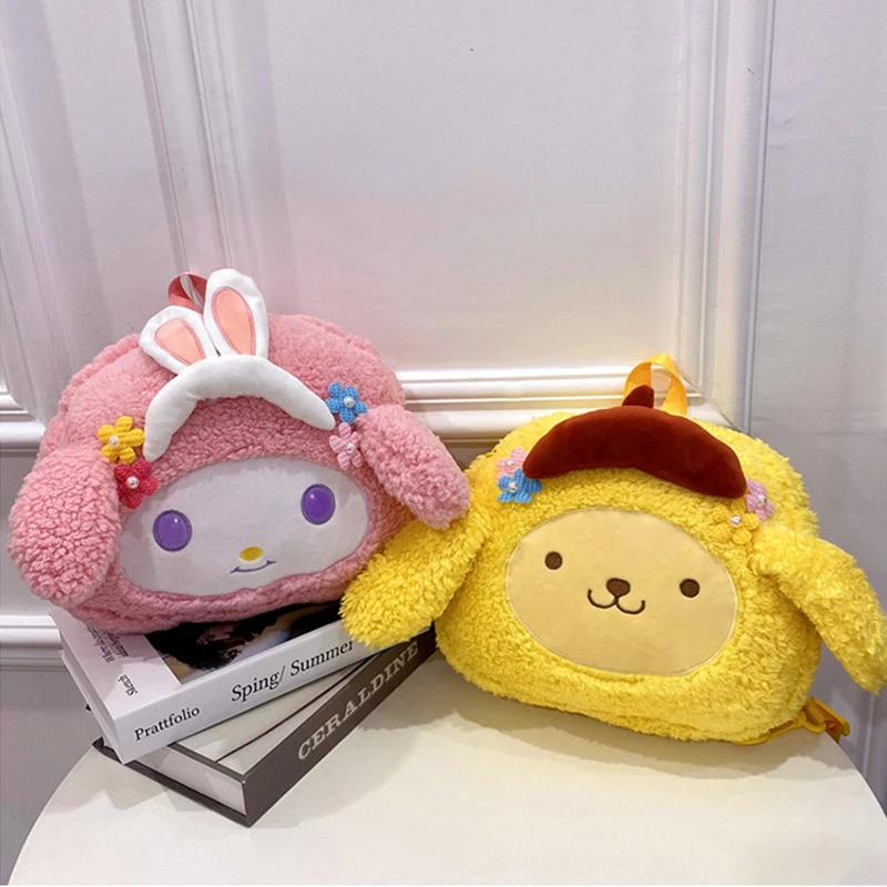 

Cute Hello Kitty Sanrios My Melody Purin Dog Backpack Anime Student Sweet Fashion High Capacity Soft Portable Cartoon Girl Gift