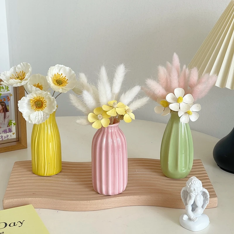 Modern Candy Color Ceramic Bud Vase for Pampas Grass and Flowers - Home Decor Accent