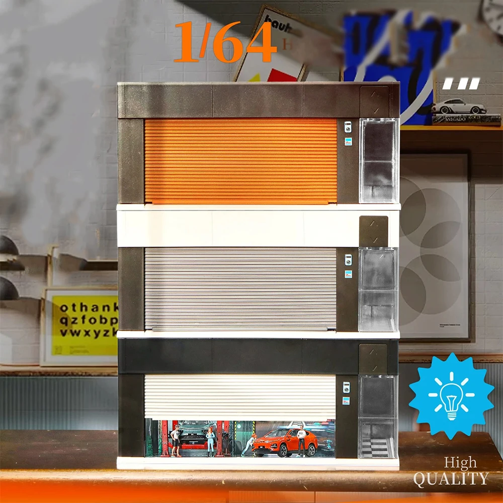 1/64 Electric Roller Shutter Door with Light Garage Model Scene