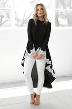 

Stitching Lace Irregular Long Dress Women Autumn 2021 New Fashion Casual Pure Color Long-sleeved Dress