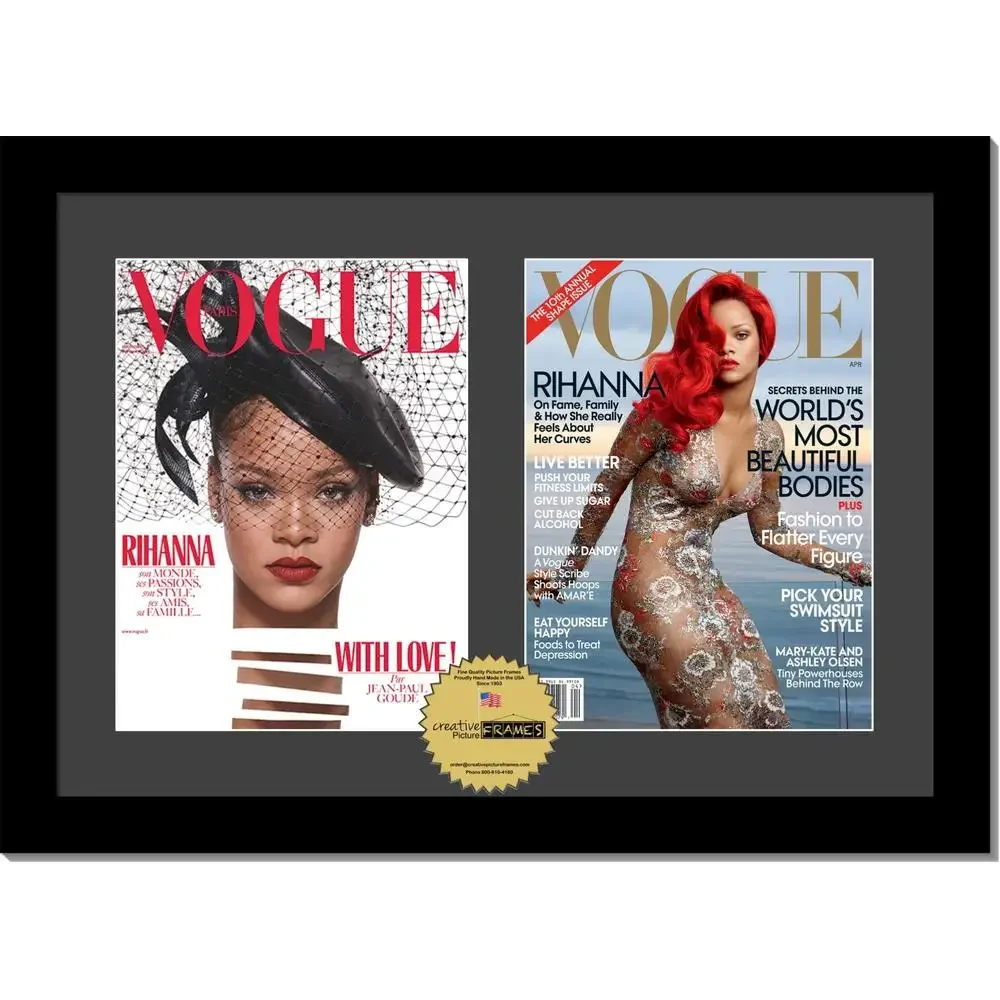 Modern Double Magazine Frame 8.25x11-inch Wall Mount Glass Black/White Mat Satisfaction Guaranteed 2