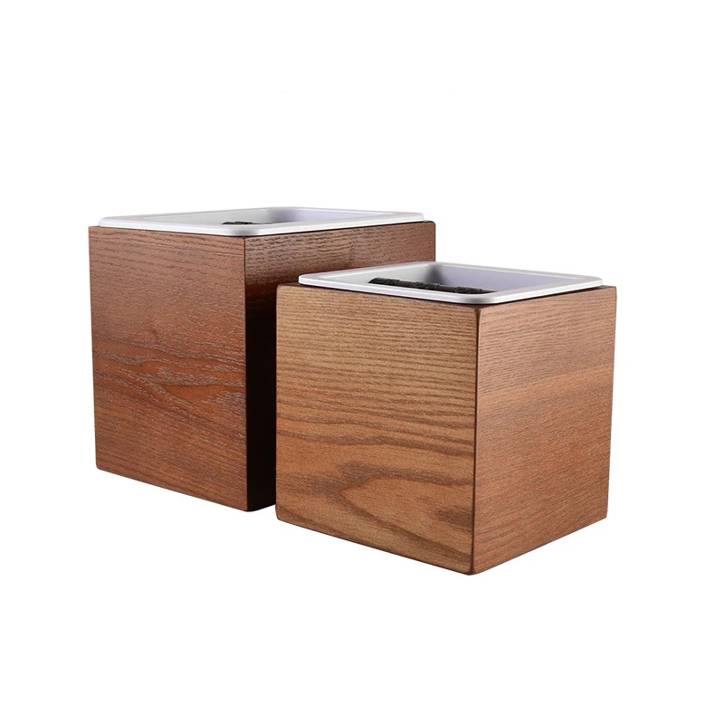 Anti Slip Shock-absorbent Espresso Knock Box Wooden Coffee Grind Dump Bin Waste Bin With Detachable Knock Bar For Barista