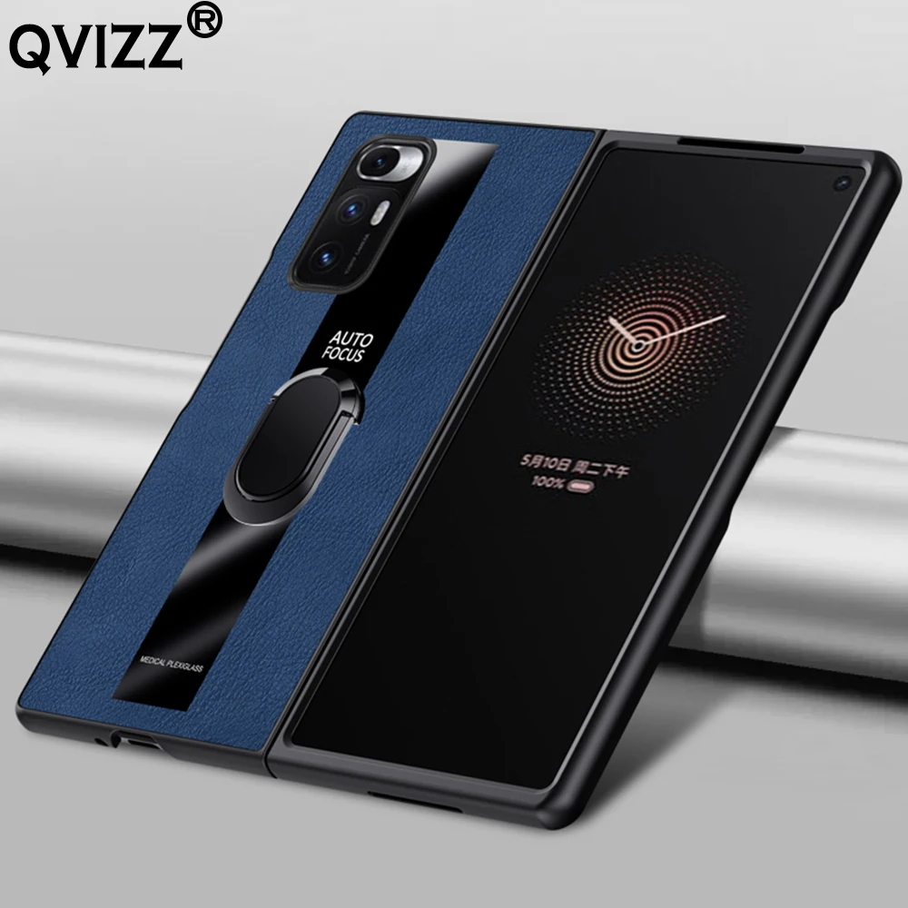 

Leather Case for Xiaomi Mi Mix Fold M2011J18C Plexiglass Luxury Car Magnetic Ring Holder Shockproof Phone Cover XiaomiMiMixFold