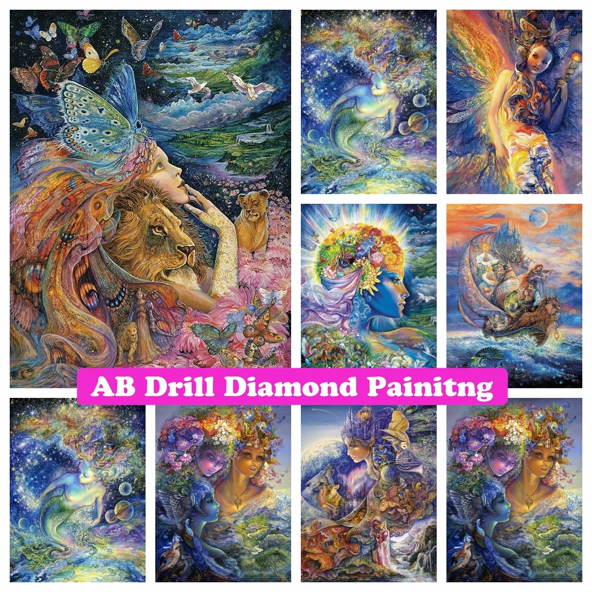 

Dream Myth Fairy 5D DIY AB Drills Diamond Painting Rhinestone Cross Stitch Butterfly Fantasy Embroidery Hobby Craft Home Decor