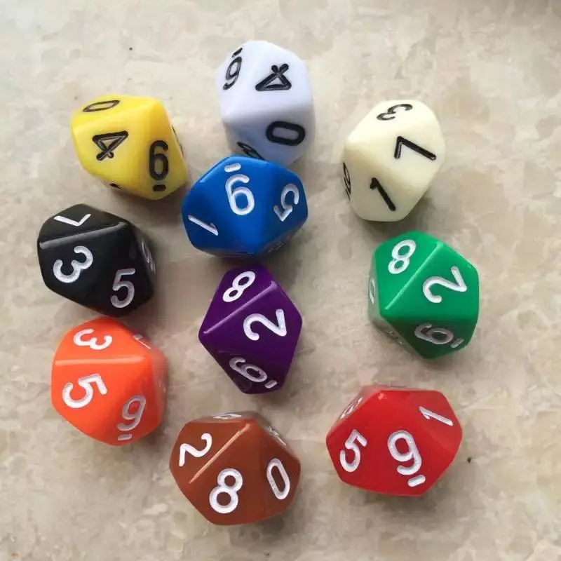 10 Pcs/set 0-9 Digital Dice 10-sided Educational Games Entertainment Accessories