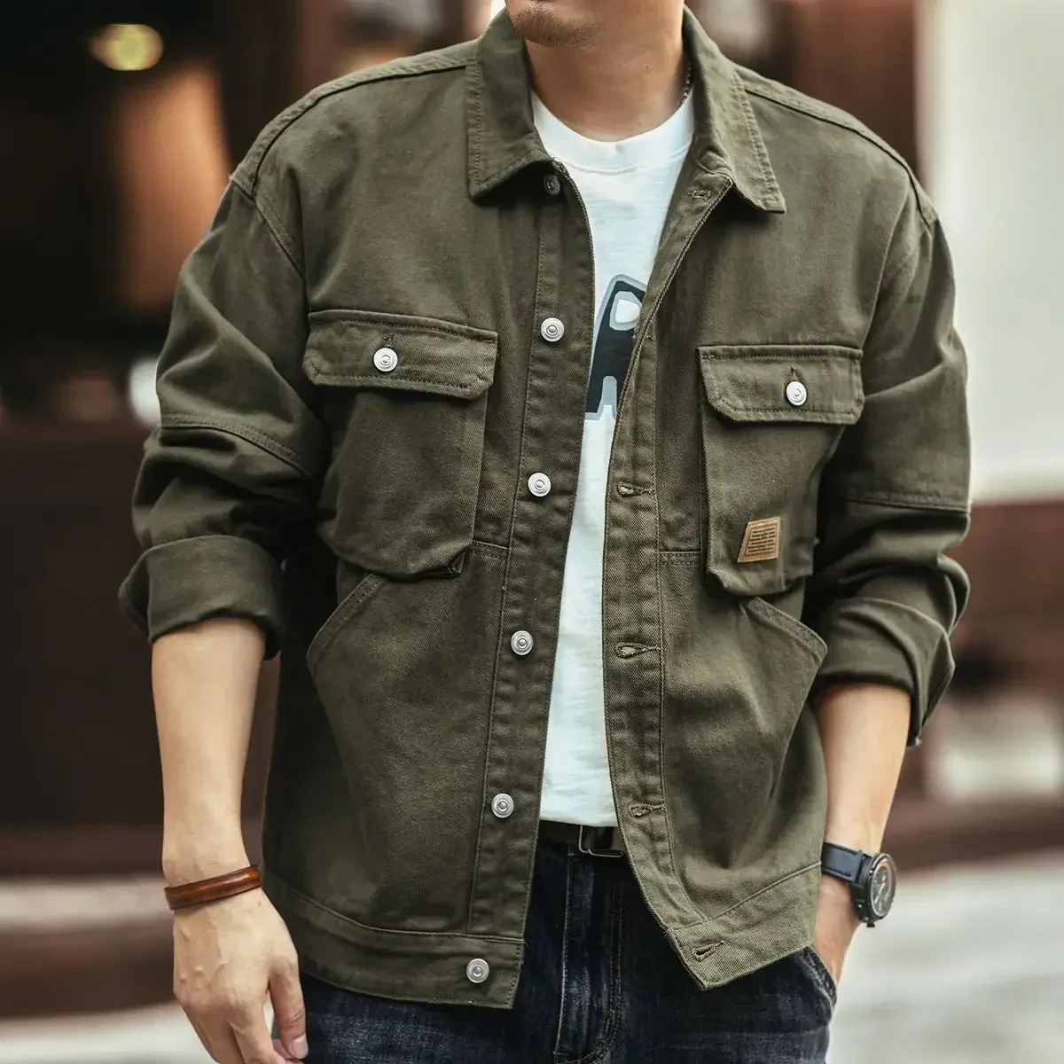 thumbnail image 1 of Abrigo vaquero suelto de invierno 2024 para hombre, moderno, lavado, precio bajo, Y2k, nuevo en chaquetas vaqueras casuales, ropa popular coreana para hombre, Lxury, 1 of 5