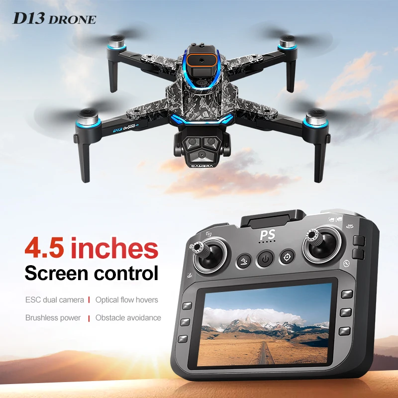 New D13 RC Drone 4K Professional HD Triple Camera 5G WIFI FPV Dron 360° Obstacle Avoidance Brushless Large Screen Quadcopter Toy New D13 RC Drone 4K Professional HD Triple Camera 5G WIFI FPV Dron 360° Obstacle Avoidance Brushless Large Screen Quadcopter Toy