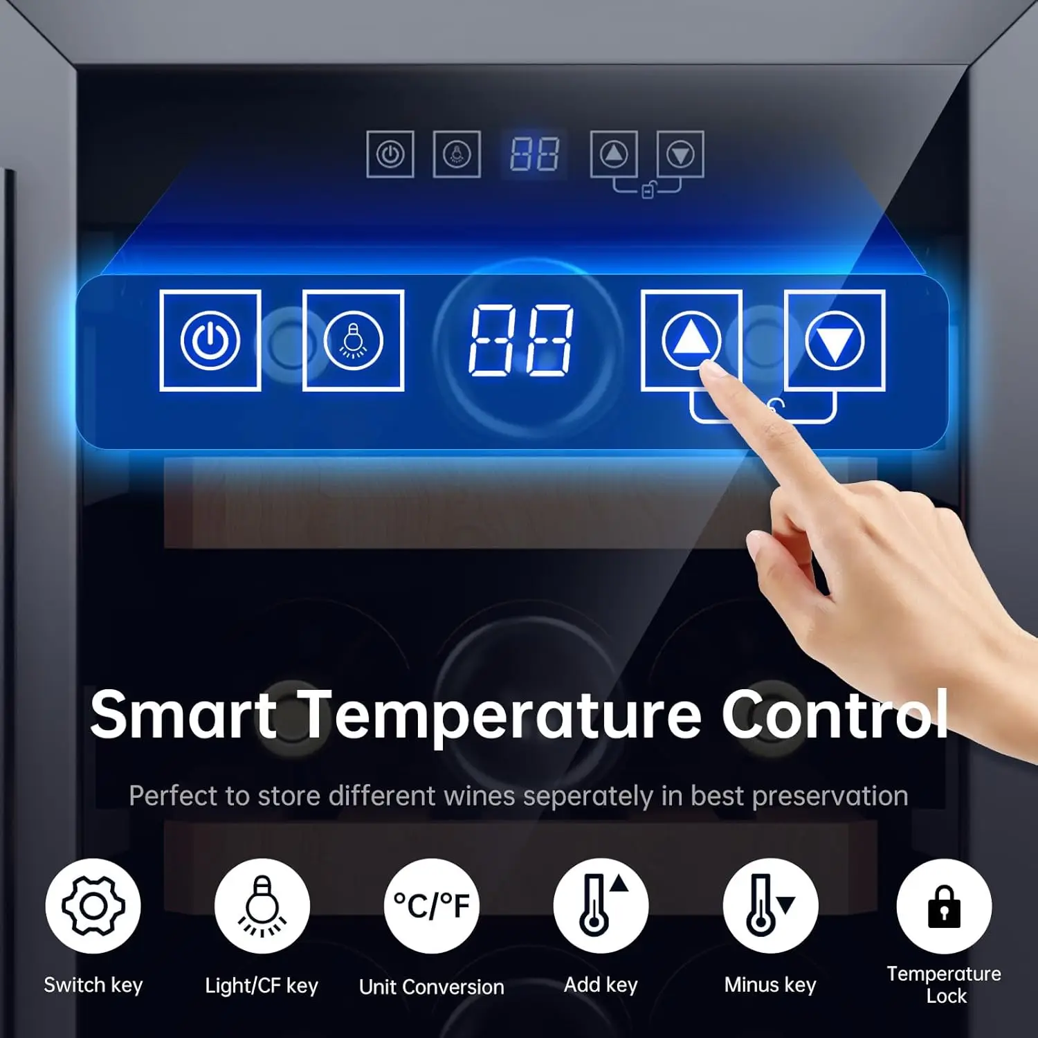 12 Inch 19 Bottle Wine Cooler Refrigerator Professional Compressor, Stainless Steel & Tempered Glass For Red Wine
