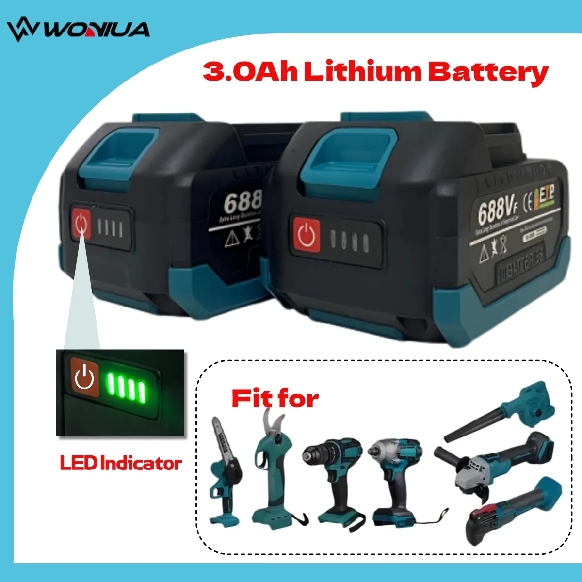 18V 20V 21V 3000mAh 충전식 리튬 이온 배터리 배터리 표시등 포함 마키타 BL1830 BL1840 BL1850 전동 공구 배터리