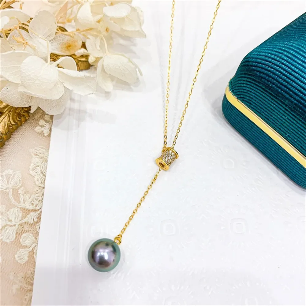 

DIY Pearl Accessories S925 Sterling Silver Set Chain Empty Holder Concealer Pendant with Silver Chain Fit 9-11mm Round Beads
