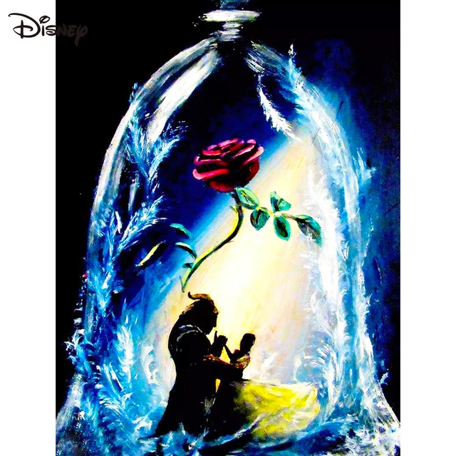 Diamond Painting Beauty Beast Diamond Art Belle Rose, 5D Full Drill Cross Stitch Embroidery Kit