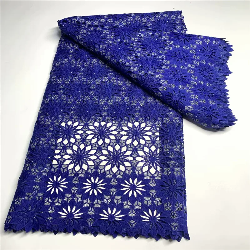 

5 Yard Hot Selling French Lace With Diamond African Guipure Tulle Cord Lace Net Embroidered Fabric For Wedding Party ZQ080104