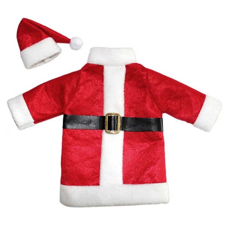 

Christmas Decorations For Home Red Wine Bottle Covers Clothes With Hat New Year Dinner Kitchen Party Decor Xmas Gifts Stocking