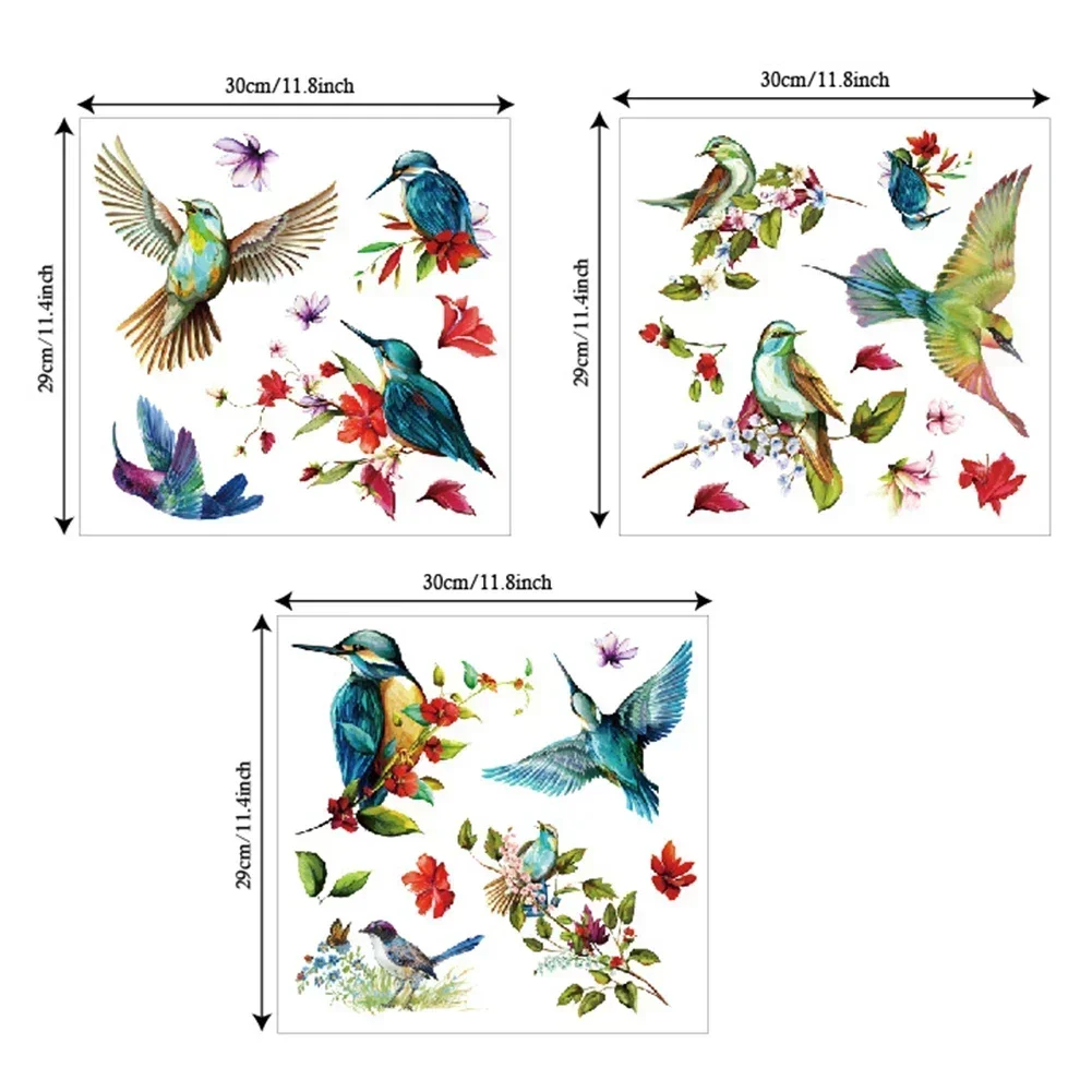 Color Hummingbird Window Cling Removable Adhesive Vinyl Sticker Glass Decal Children Bedroom Decoration Birds Wall Sticker