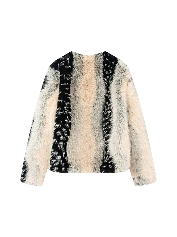 2025 Winter Women Faux Fur Warm Coat Chic Side Pockets Casual Multicolor Coat Fashion Elegant Female Thick Jacket Lady New