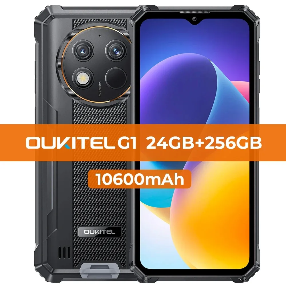 OUKITEL G1 24GB+256GB スマートフォン Oukitel G1 Rugged Phone 6.52-inch 10600mAh Big Battery 48MP