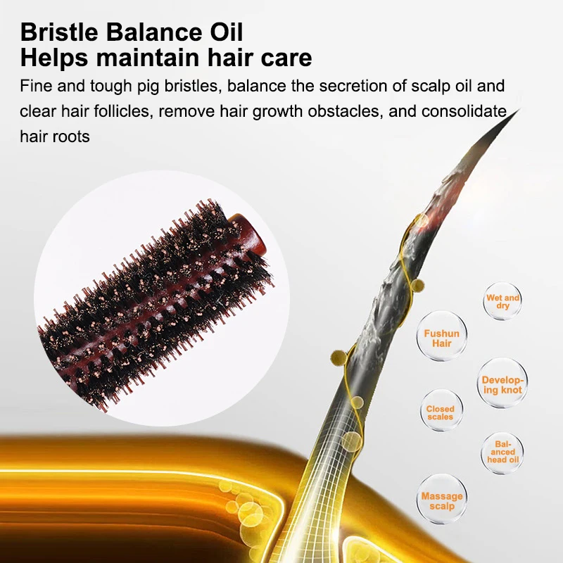 Anti-Static Boar Bristle Round Hair Brush