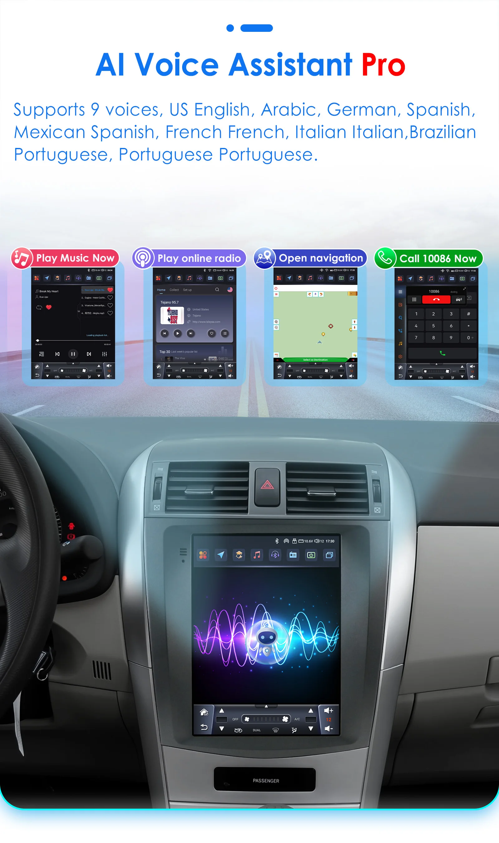 Hizpo 9,7 "Vertikale Bildschirm Android 13 Auto radio Für Toyota Corolla E140 E150 2006-2013 für Tesla Stil multimedia GPS 4G BT 7862 – Detail 18
