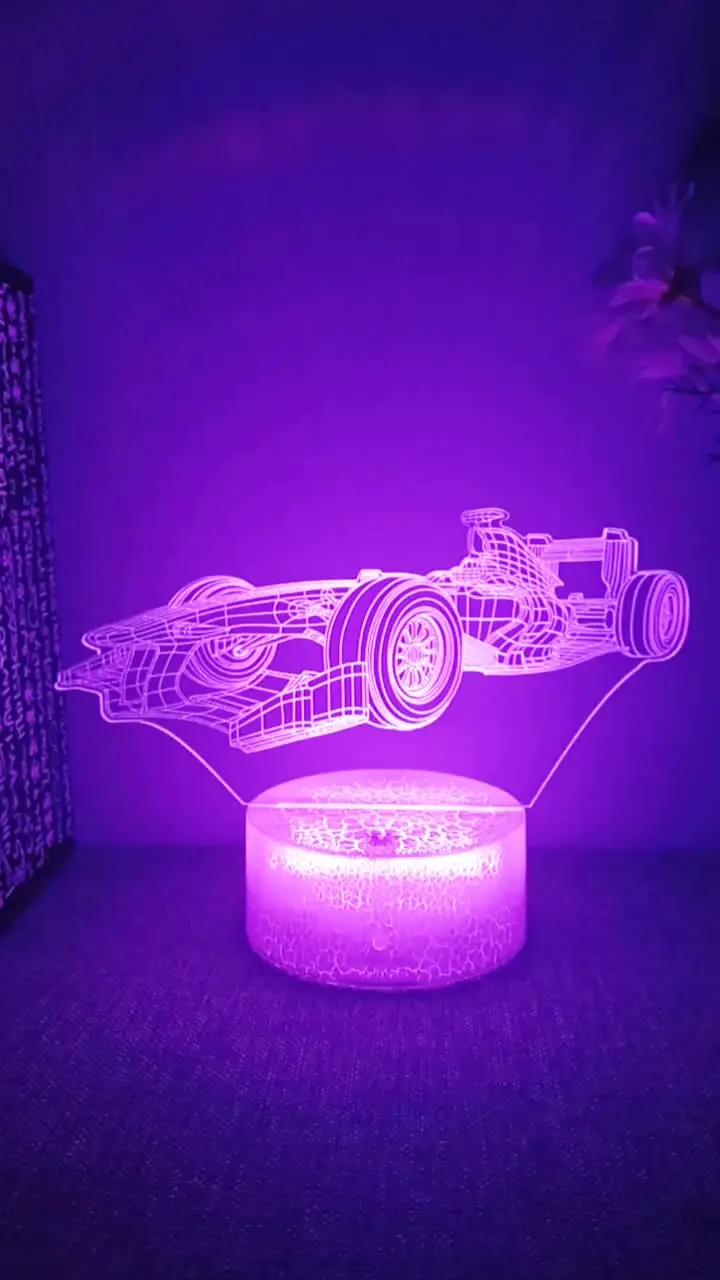 Lampada 3D LED Acrilica Sport Auto Con Telecomando 16 Colori - Illusione Notturna Per Camera Bambini E Scrivania - 2